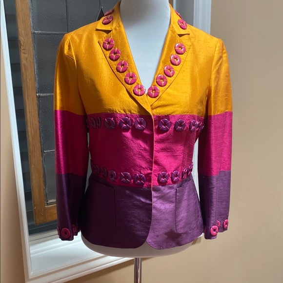 Moschino Jackets & Blazers - Orange and Pink Moschino Blazer with Tailored Fit and Button Detailing